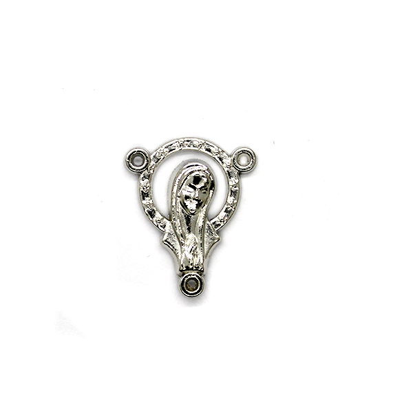 Charm, Rosary Centerpiece, Silver, Alloy, 25m x 21mm x 4mm, Sold Per pkg of 4