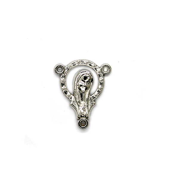 Charm, Mary Head Centerpiece, Silver, Alloy, 25m X 21mm X 4mm, Sold Per pkg of 4