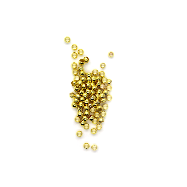 Crimps, Gold, Alloy, 2mm, Sold Per pkg of Approx 300