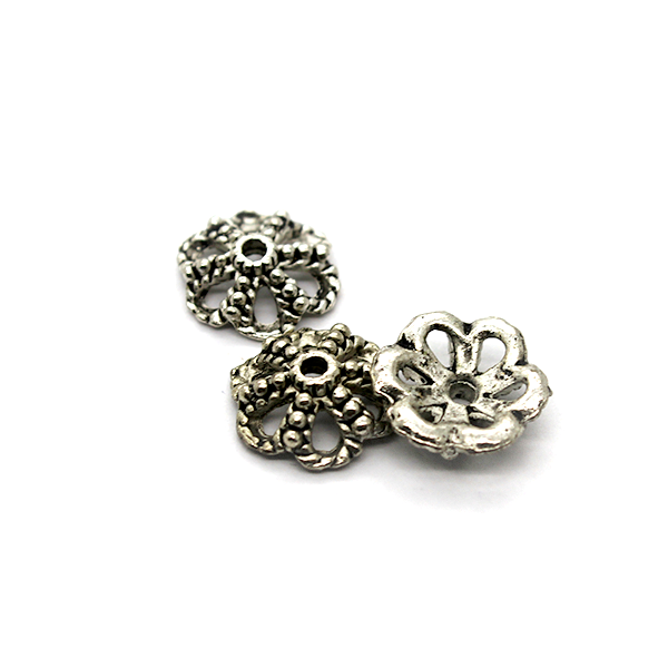 Bead Cap, Flower, Alloy, Silver, 12mm x 12mm, Sold Per pkg of 10