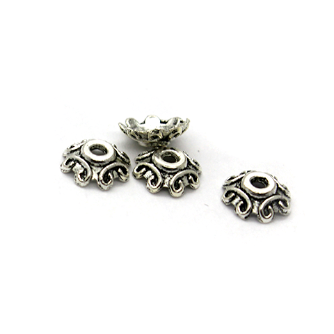 Bead Cap, Flower, Alloy, Silver, 7mm x 7mm, Sold Per pkg of 15