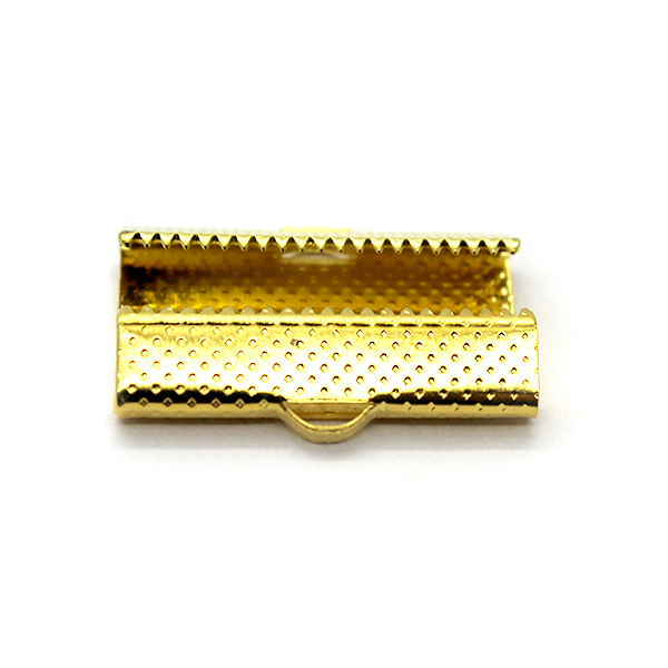 Terminators, Ribbon Crimp End, Gold, Alloy, 25mm x 7.5mm, Sold Per pkg of 12