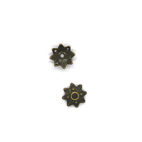 Bead Cap, Flower with Cutouts, Alloy, Bronze, 3mm x 9mm, Sold Per pkg of 15 - Butterfly Beads