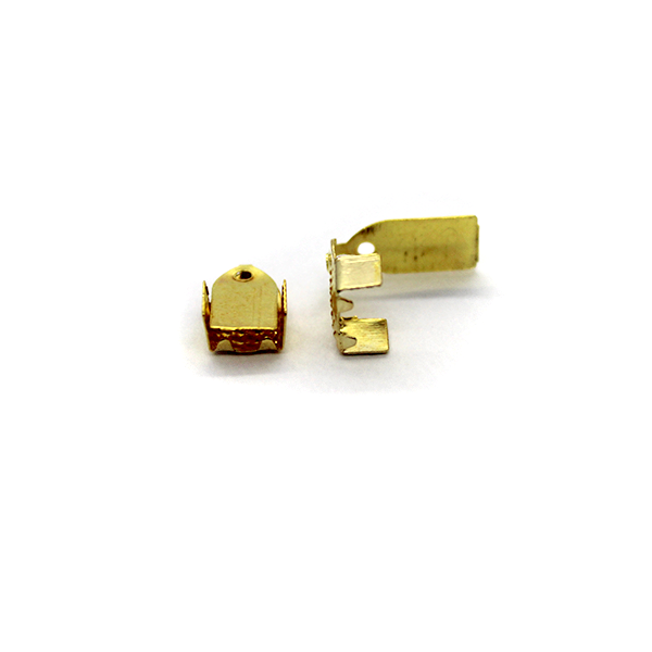 Terminators, Fold Over Cord Ends, Gold, Alloy, 11mm x 6mm, Sold Per pkg of 25