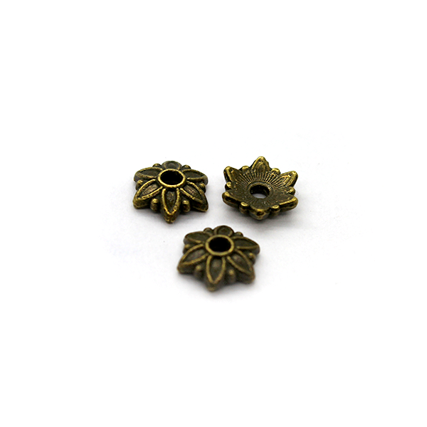 Bead Cap, Flower, Alloy, Brass, 8mm x 8mm, Sold Per pkg of 20