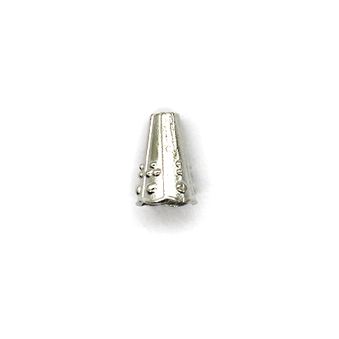 Bead Cone, Dotted Plain, Alloy, Silver, 12mm x 8mm, Sold Per pkg of 10