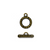 Clasp, Toggle Clasp, Brass, Alloy, 20mm x 16mm x 2mm, Sold Per pkg of 2