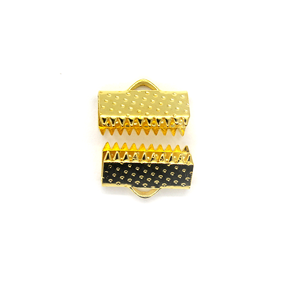 Terminators, Ribbon Crimp End, Gold, Alloy, 7.5mm x 13mm, Sold Per pkg of 16