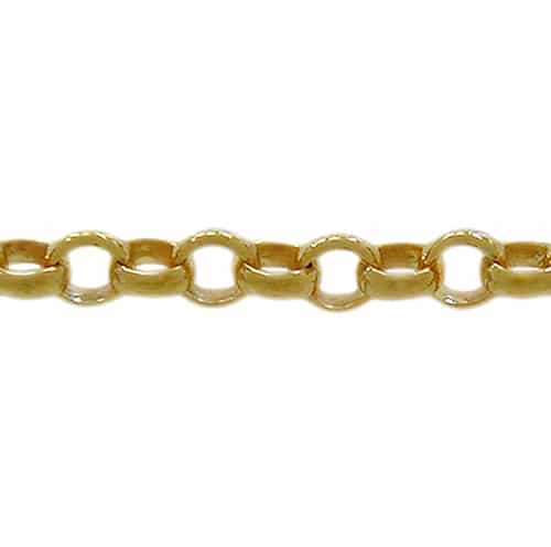 Chain, Rolo Link, 2mm, Sterling Silver with Gold - Sold per Inch