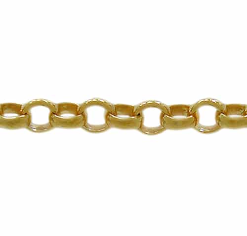 Chain, Rolo Link, 2.5mm, Sterling Silver with Gold - Sold per Inch