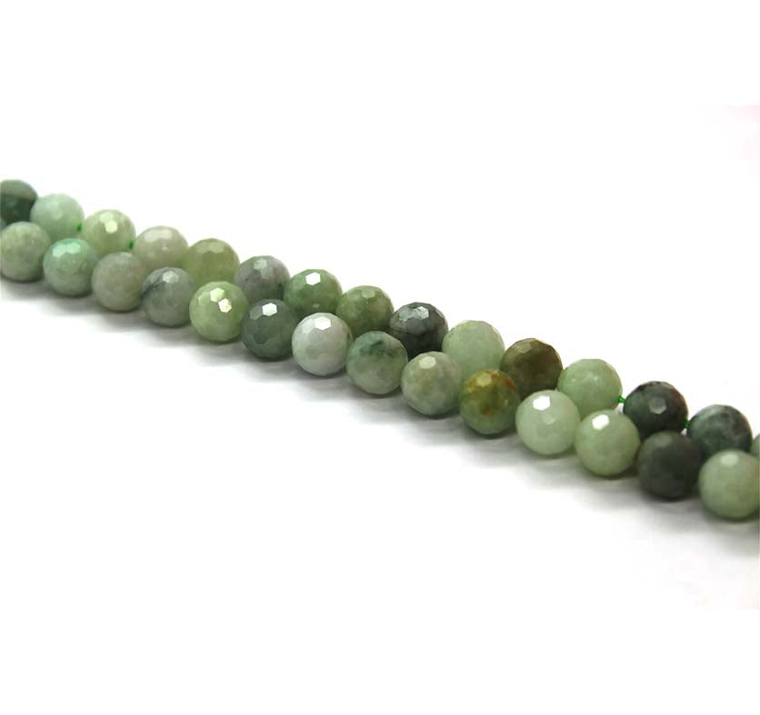Faceted Kale Green Jade, Semi-Precious Stone, 6mm, 66 pcs per strand
