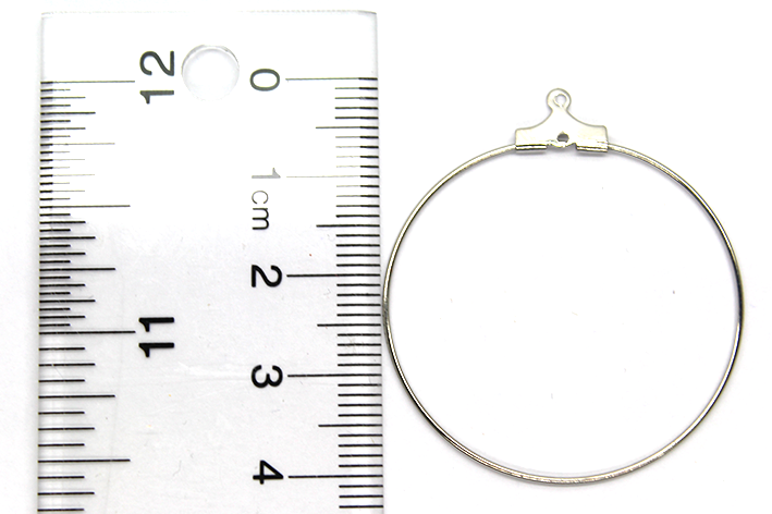 Earring Hoop, Bright Silver, Alloy, 40mm x 35.5mm x 0.7mm, Sold Per pkg of 5 pairs