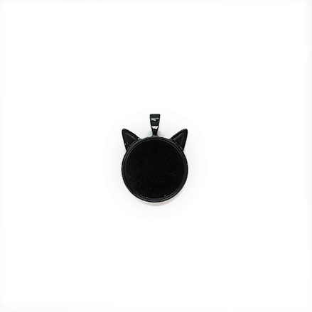 Pendant, Glue On Cat Bezel, Black, Alloy, 37mm x 27mm, Sold Per pkg of 2