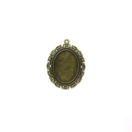 Pendant, Glue On Frame Bezel, Bronze, Alloy, 63mm x 48mm,  Sold Per pkg of 1