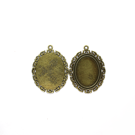 Pendant, Glue On Frame Bezel, Bronze, Alloy, 63mm x 48mm,  Sold Per pkg of 1