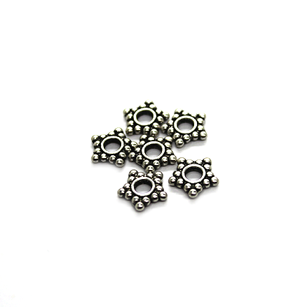 Spacers, Dotted Star Spacer, Silver, Alloy, Available in Multiple Sizes