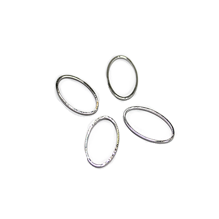 Connector, Plain Oval, Alloy, Bright Silver, 25mm x 10mm, Sold Per pkg of 10