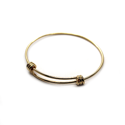 Adjustable Charm Bangle - Light Gold Alloy - 1pc - Butterfly Beads