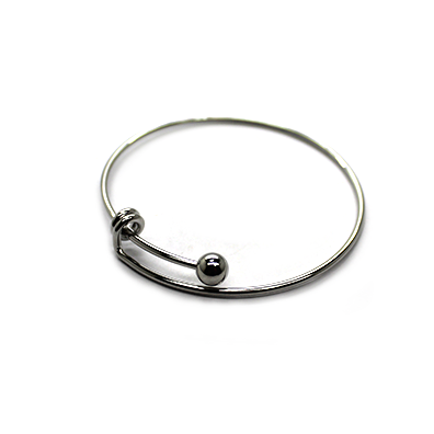 Adjustable Charm Bangle - Grey Alloy - 1pc - Butterfly Beads