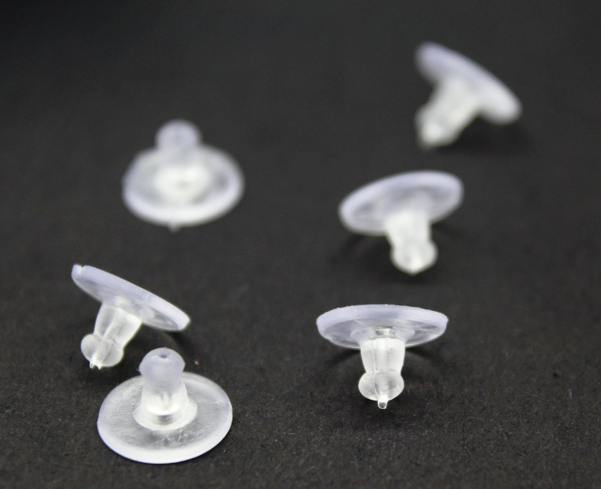 Backings, Clear Rubber, Comfort Discs, 10mm x 5mm, sold per pkg of 24 - Butterfly Beads