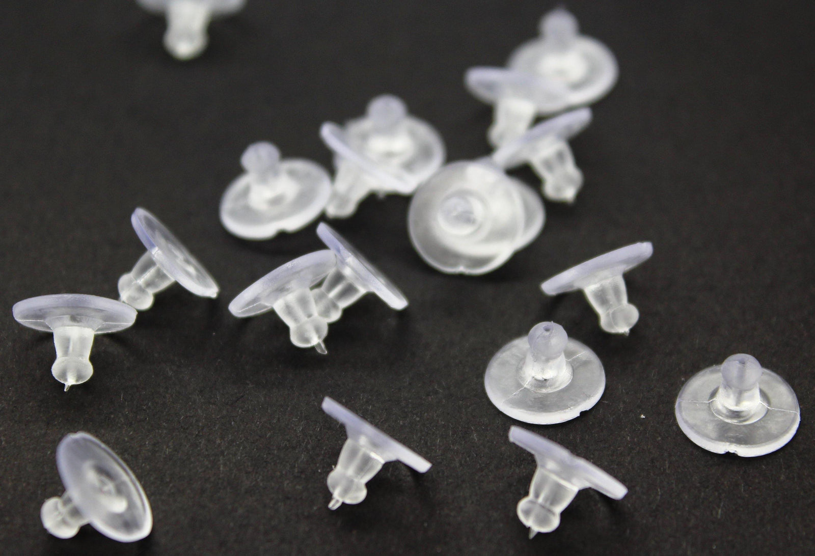 Backings, Clear Rubber, Comfort Discs, 10mm x 5mm, sold per pkg of 24 - Butterfly Beads