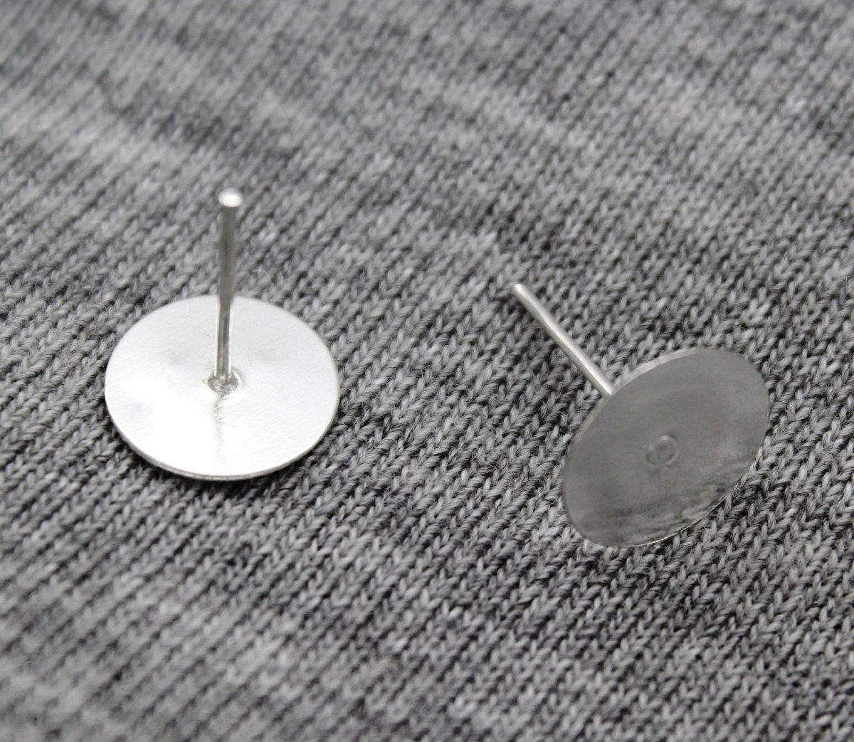 Earrings, Silver, Alloy, Flat Ear Studs, 12mm x 10mm, Sold Per pkg of 10 pairs