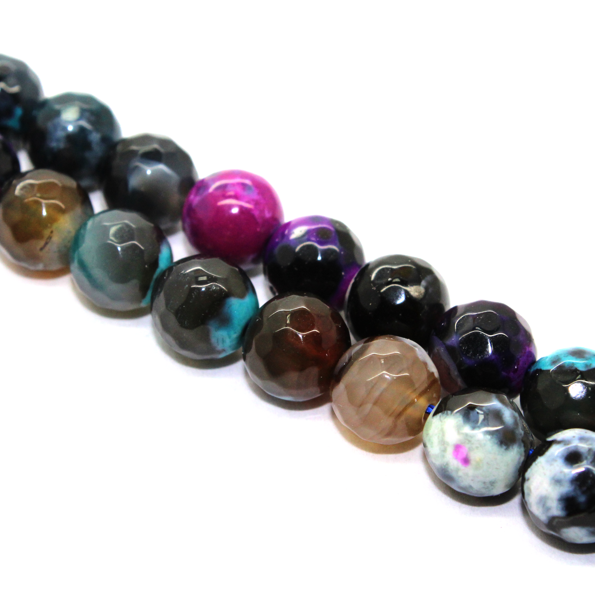 Agate Faceted - Multi color Fire Agate, Semi-Precious Stone, 6mm, 60 pcs per strand - Butterfly Beads