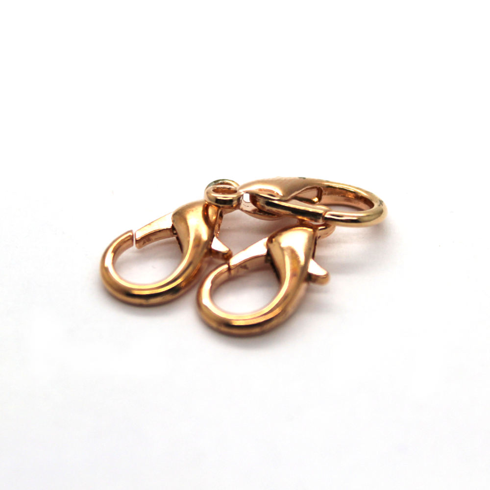 Clasp, Lobster, Alloy, Rose Gold, 14mm x 9mm, Sold Per pkg of 12