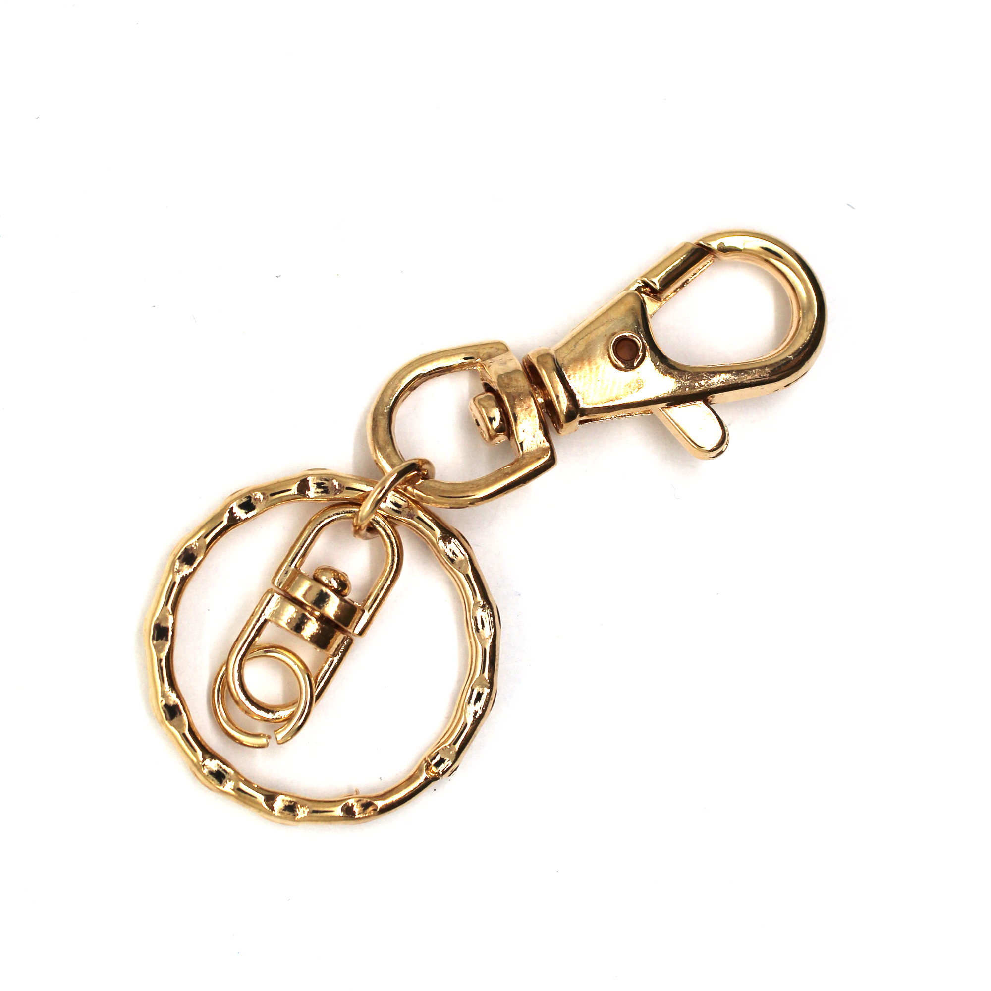Clasp, Lobster Clasp Key Ring, Rose Gold, Alloy, 38mm (clasp) x 27mm (ring), Sold Per pkg of 1