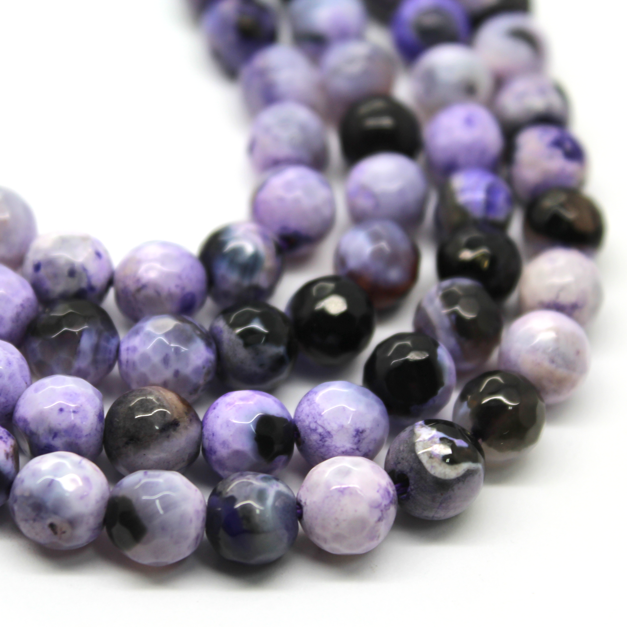 Agate Faceted - Purple Fire Agate, Semi-Precious Stone, 6mm, 60 pcs per strand - Butterfly Beads