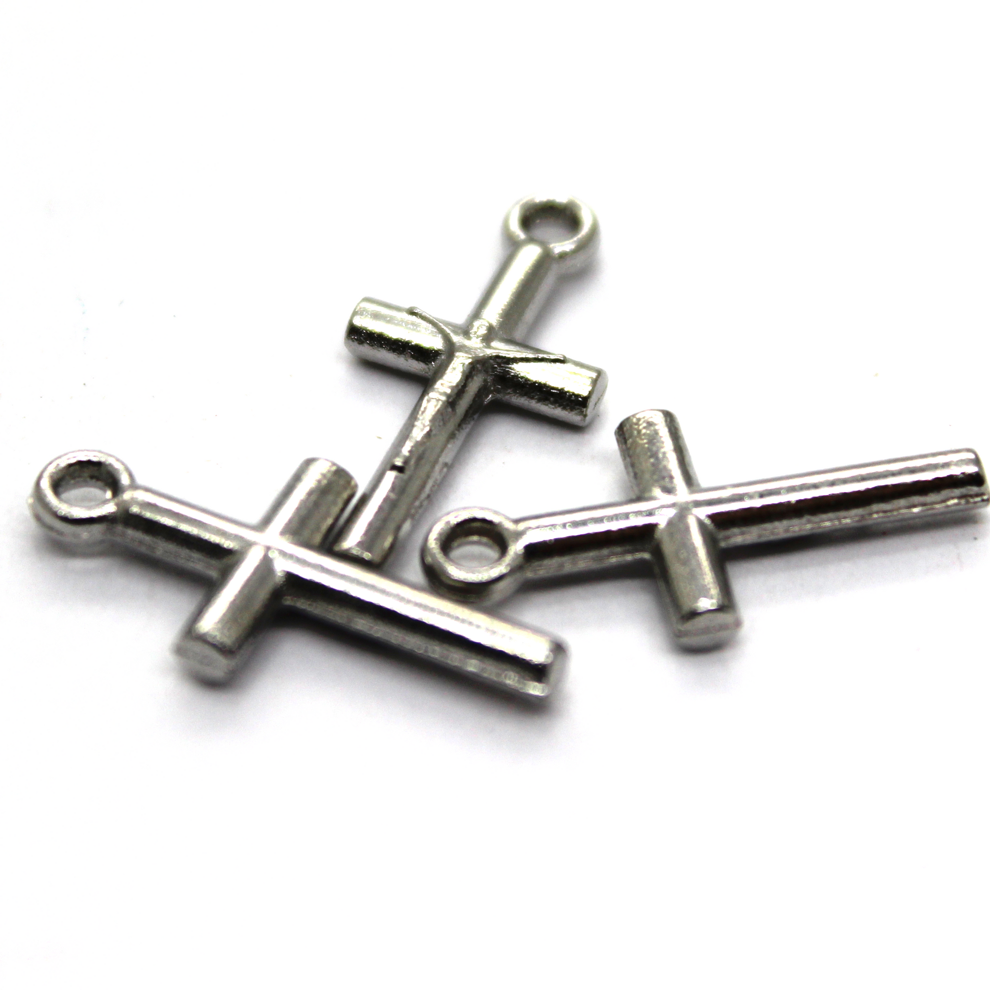 Pendant, Latin Crucifix, Silver, Alloy, 18.5mm x 9mm, Sold Per pkg 20