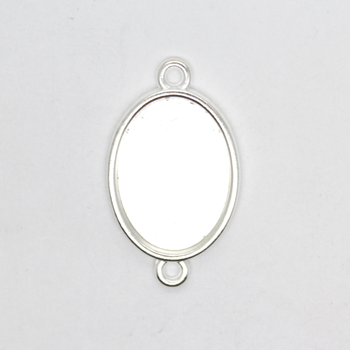 Pendants, Two Loop Brick Oval Bezel, Silver, Alloy, 27mm X 16mm X 1.5mm, Sold Per pkg of 4