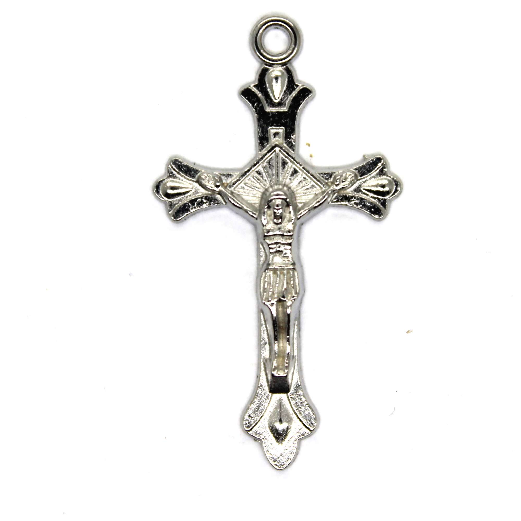 Pendant, Small Crucifix, Silver, Alloy, 31m X 17mm, Sold Per pkg of 5