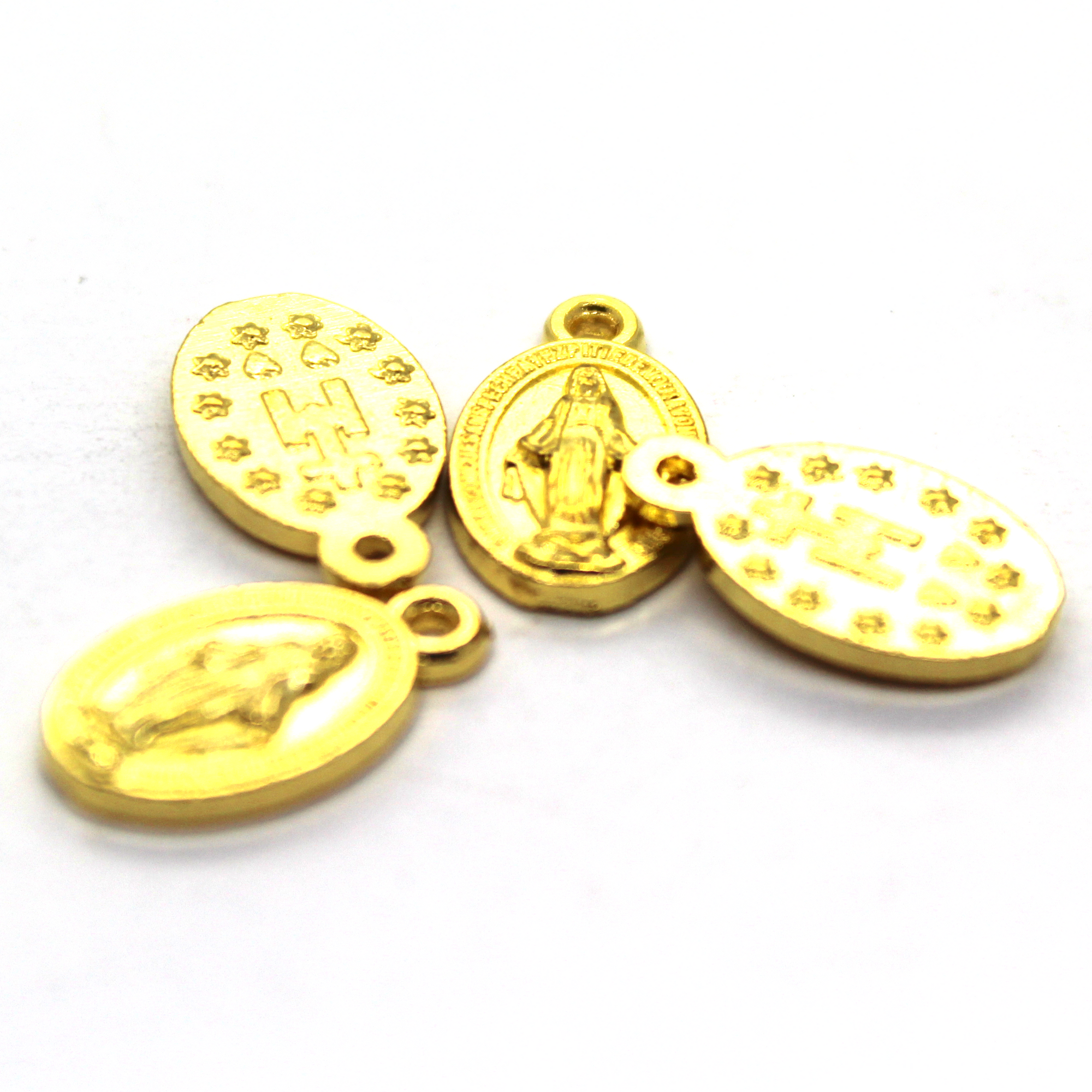 Charms, Engraved Mary, Gold, Alloy, 14mm x 8mm, Sold Per pkg 8