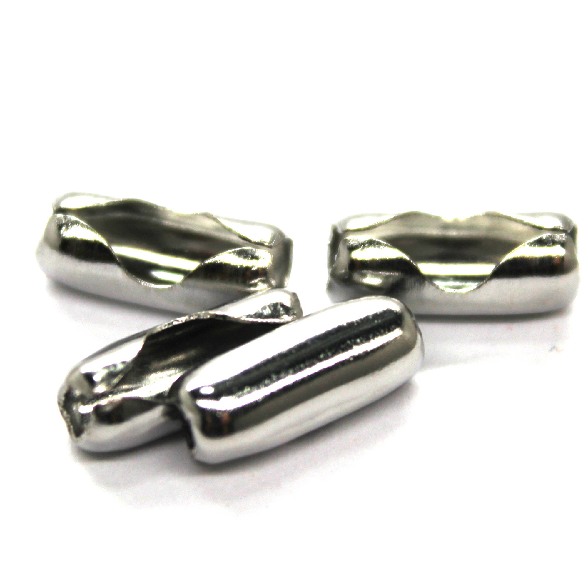 Clasp, Ball Chain Closer, Silver, Stainless Steel, 14mm x 5.5mm x 4mm, Sold Per pkg of 20