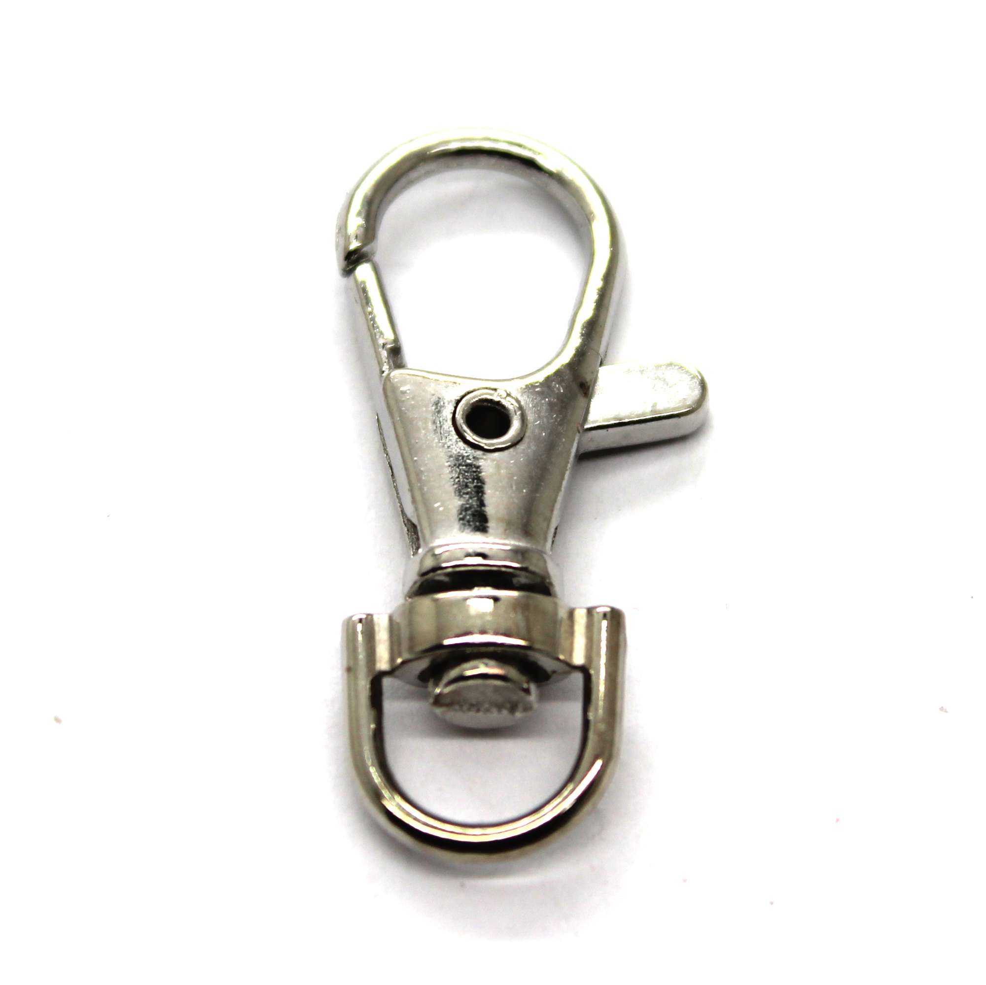 Clasp, Lobster Clasp with Handle, Silver, Stainless Steel, 37mm x 15mm x 4mm, Sold Per pkg of 6