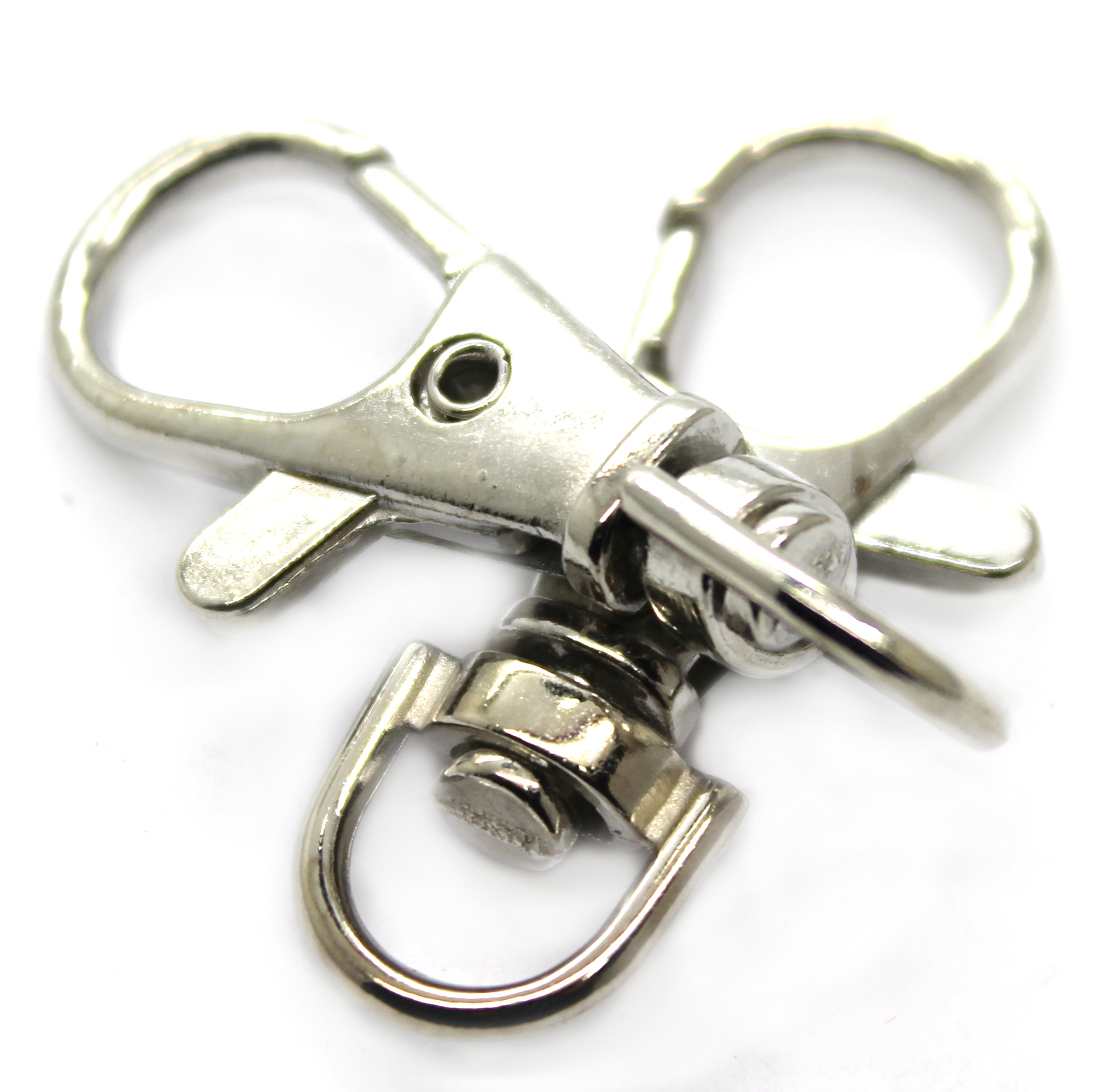 Clasp, Lobster Clasp with Handle, Silver, Stainless Steel, 37mm x 15mm x 4mm, Sold Per pkg of 6