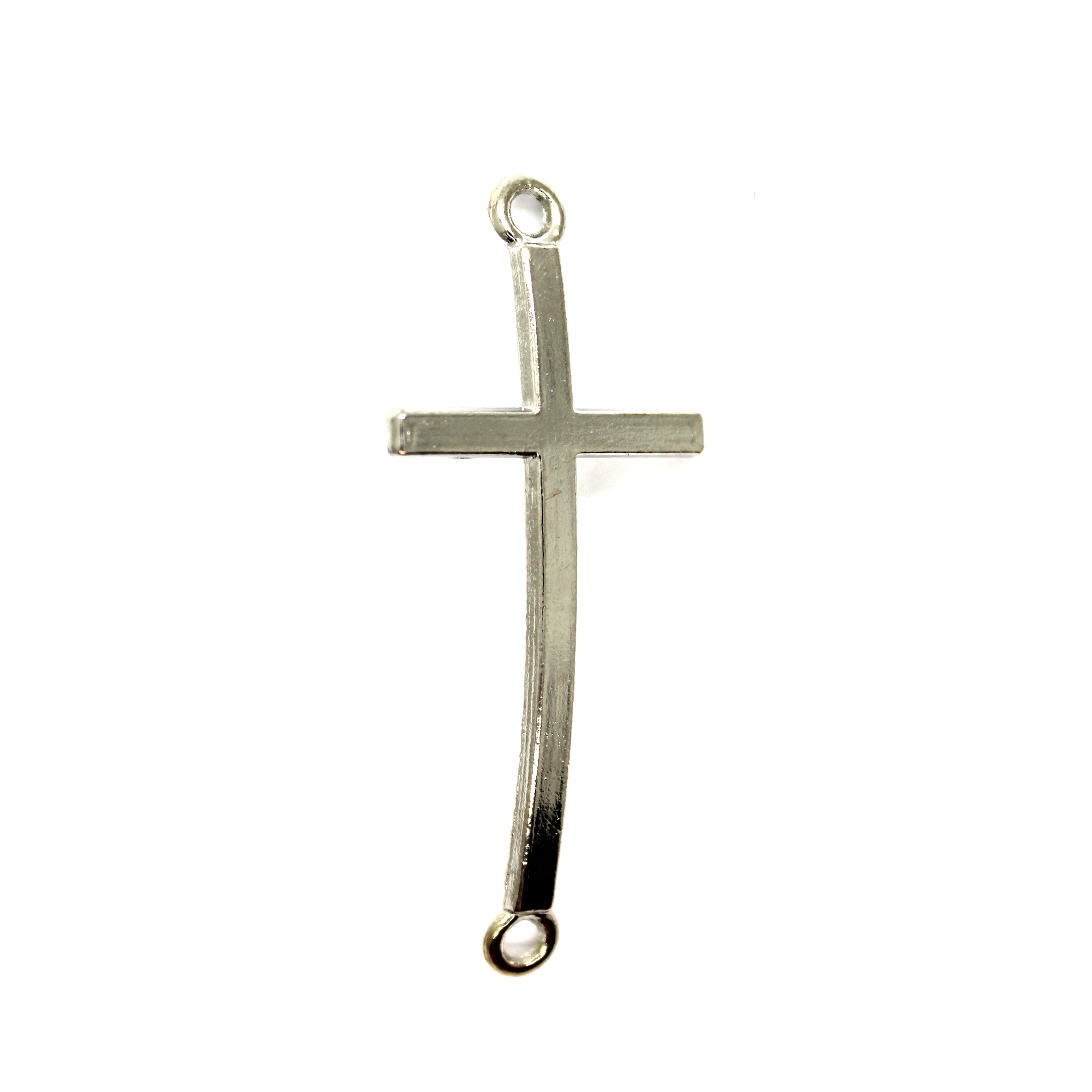 Connector, Plain Curved Cross, Silver, Alloy, 52mm x 21mm, Sold Per pkg of 3