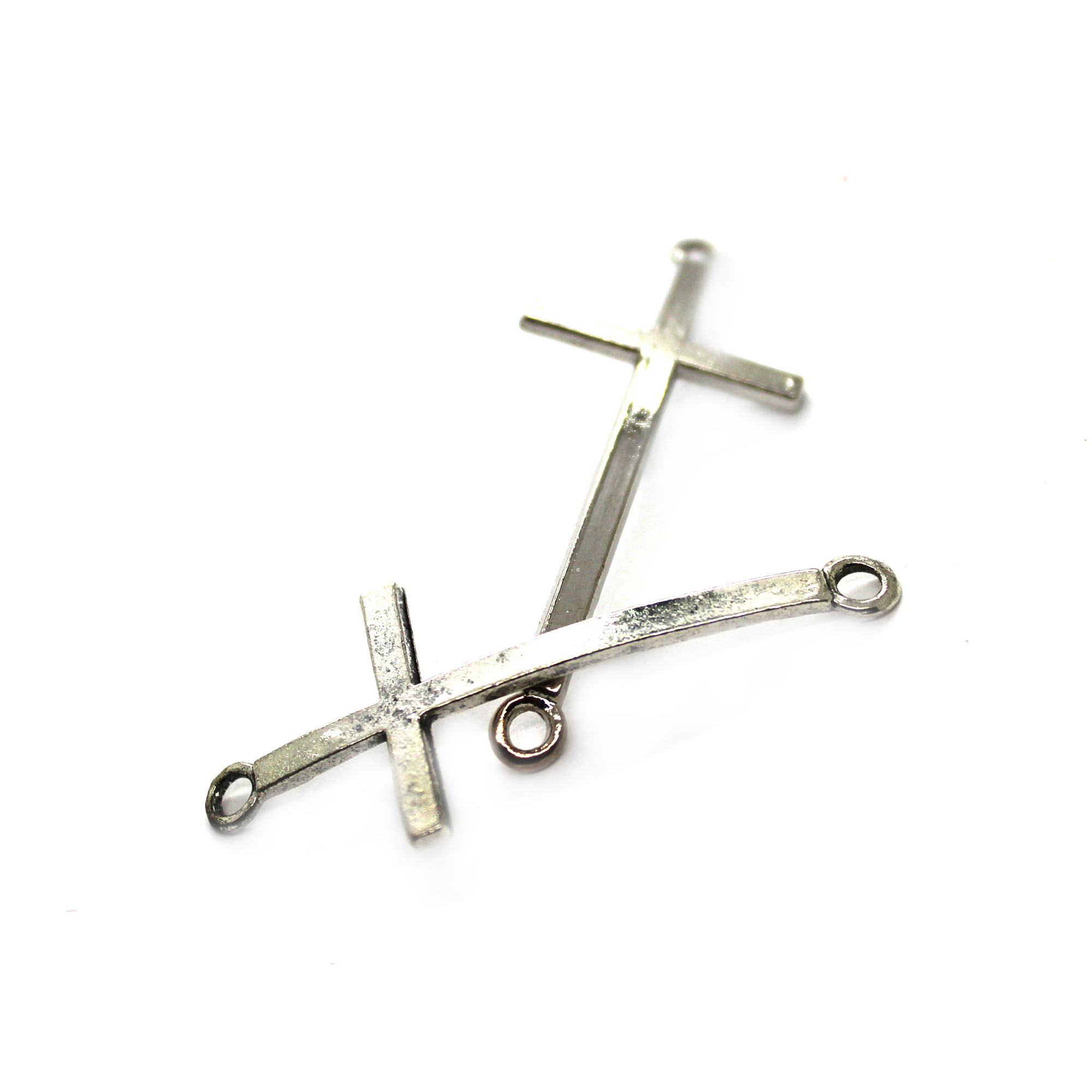 Connector, Plain Curved Cross, Silver, Alloy, 52mm x 21mm, Sold Per pkg of 3