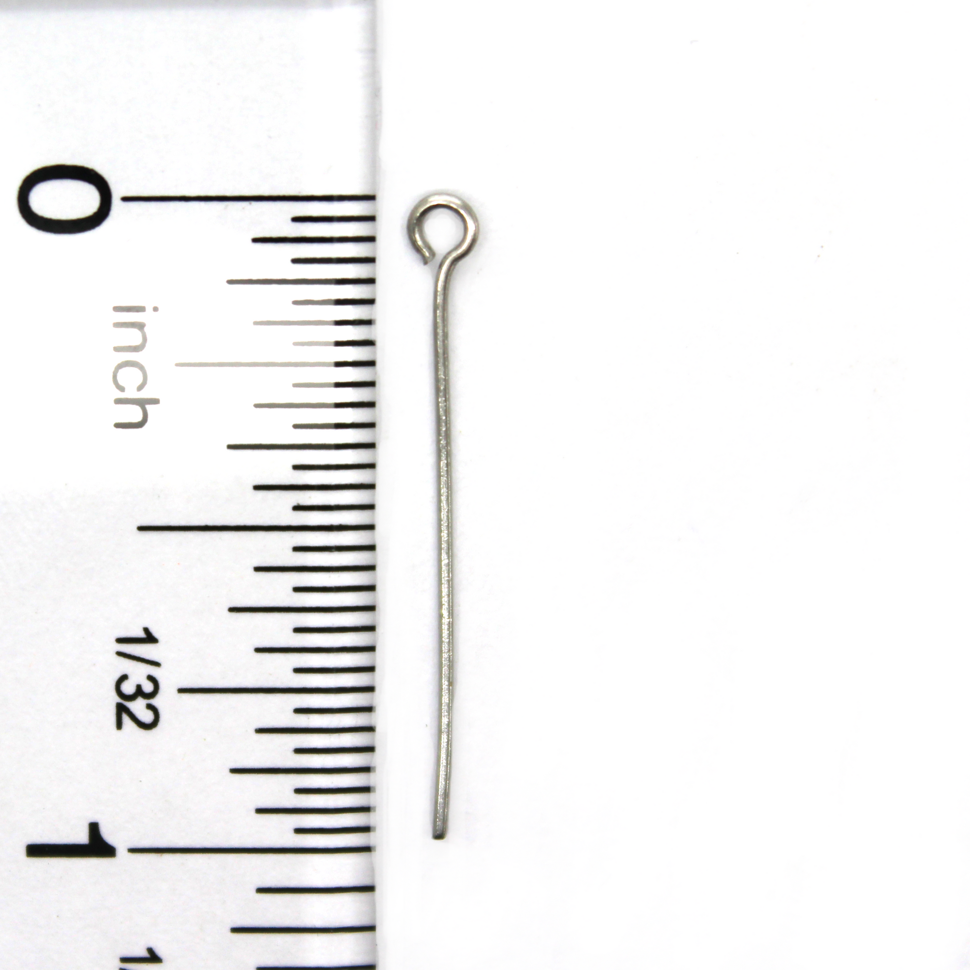Eye Pins, Silver, Stainless Steel, 1.02 inch, 22 Gauge, Sold Per Pkg 125+pcs