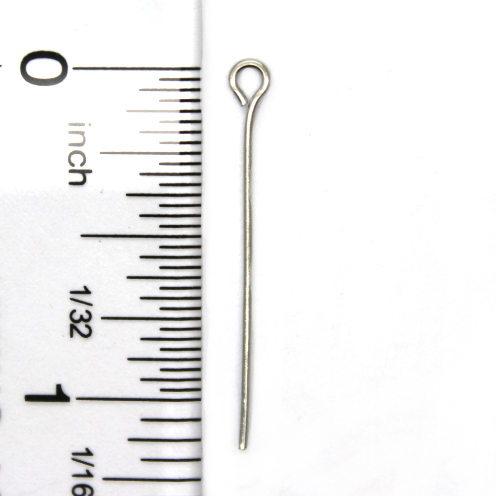 Eye Pins Silver Stainless Steel 1.2inches 21 Gauge Sold Per