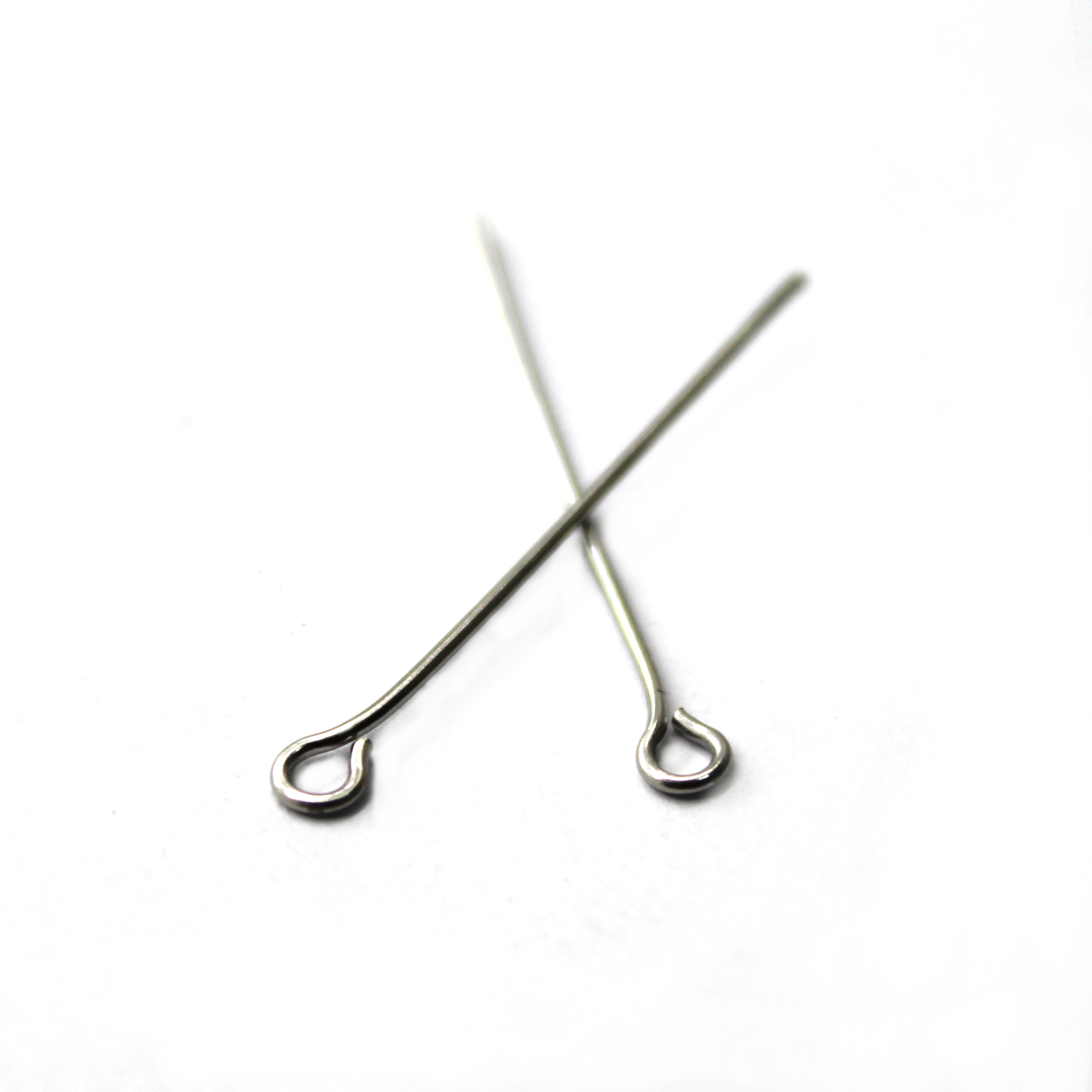 Eye Pins, Silver, Stainless Steel, 1.2inches, 21 Gauge, Sold Per Pkg ~ -  Butterfly Beads and Jewllery