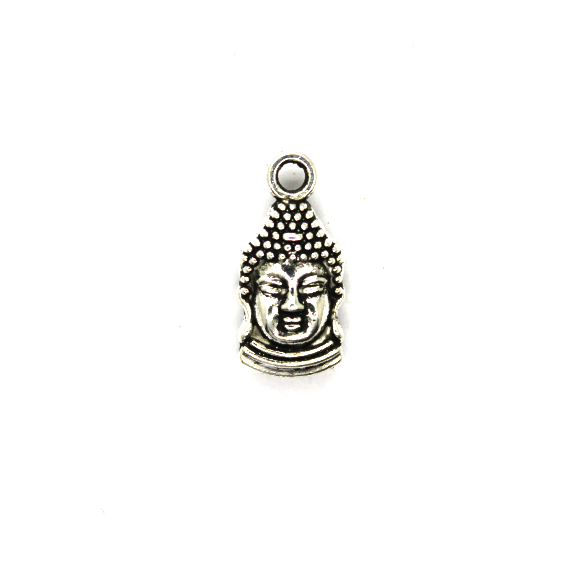 Charms, Buddha Head, Silver, Alloy, 15mm X 7mm,  Sold Per pkg of 8