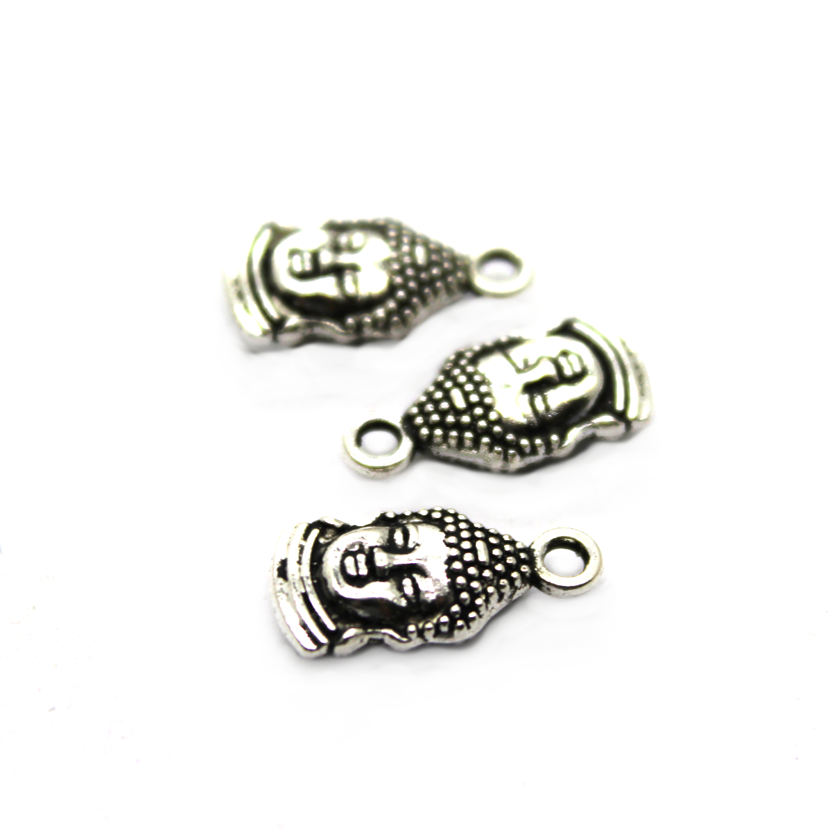 Charms, Buddha Head, Silver, Alloy, 15mm X 7mm,  Sold Per pkg of 8