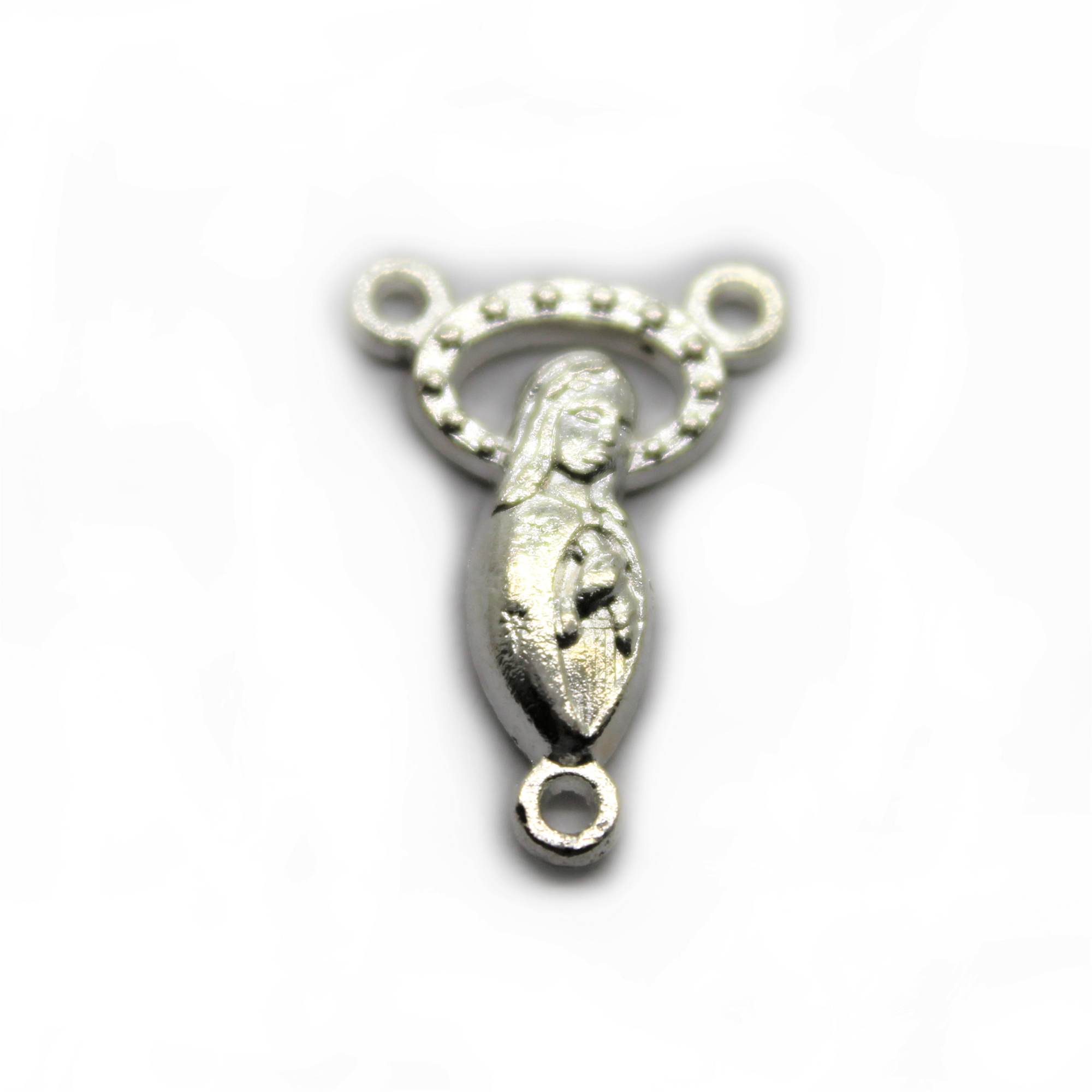 Charm, Mary Rosary Centerpiece, Silver, Alloy, 21mm x 14mm x 2.5mm, Sold Per pkg of 16