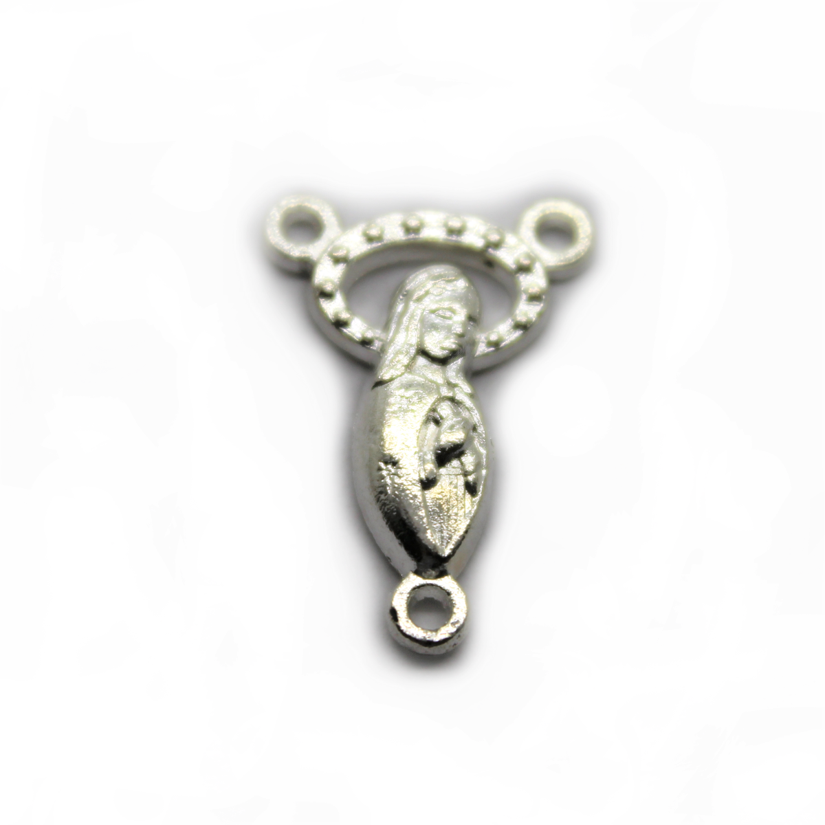 Charm, Mary Rosary Centerpiece, Silver, Alloy, 21mm x 14mm x 2.5mm, Sold Per pkg of 16