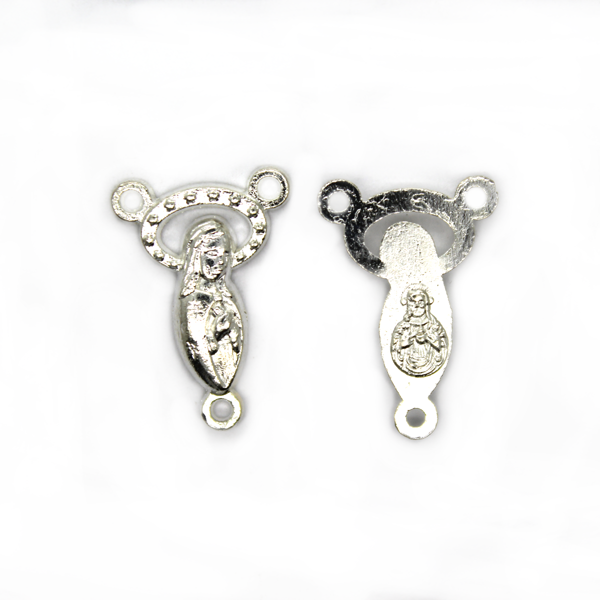 Charm, Mary Rosary Centerpiece, Silver, Alloy, 21mm x 14mm x 2.5mm, Sold Per pkg of 16