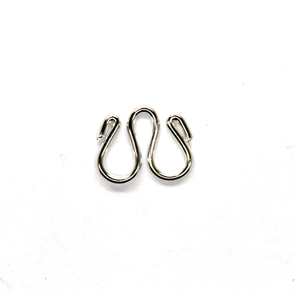 Clasp, Double S Hooks, Alloy, Silver, 13mm x 9mm, hole  Sold Per pkg of 10