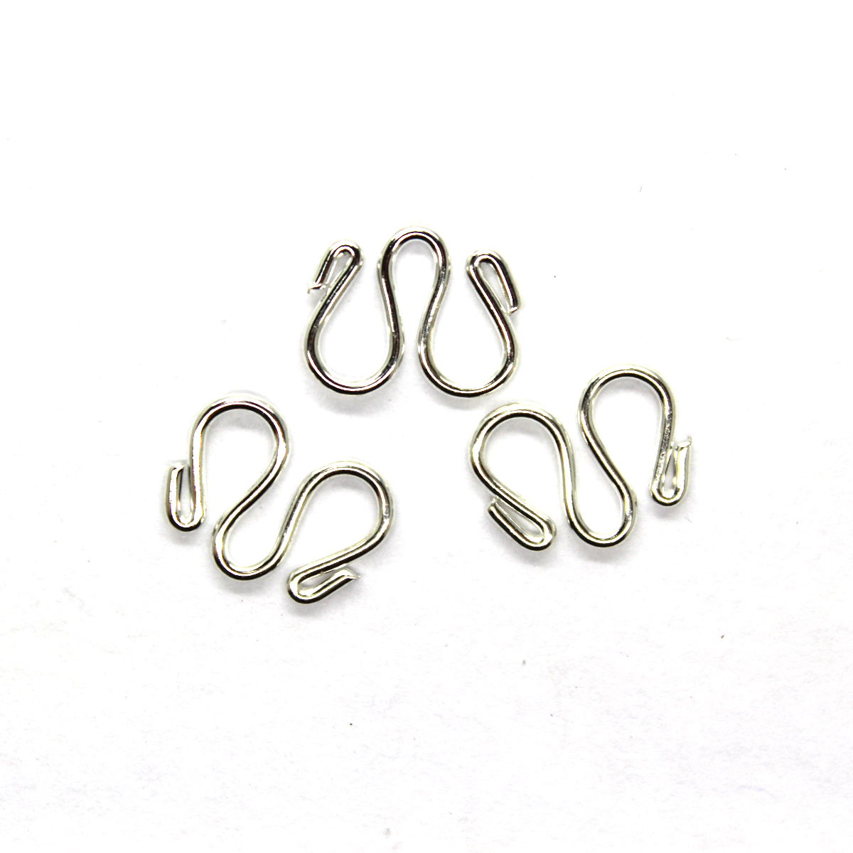 Clasp, Double S Hooks, Alloy, Silver, 13mm x 9mm, hole  Sold Per pkg of 10