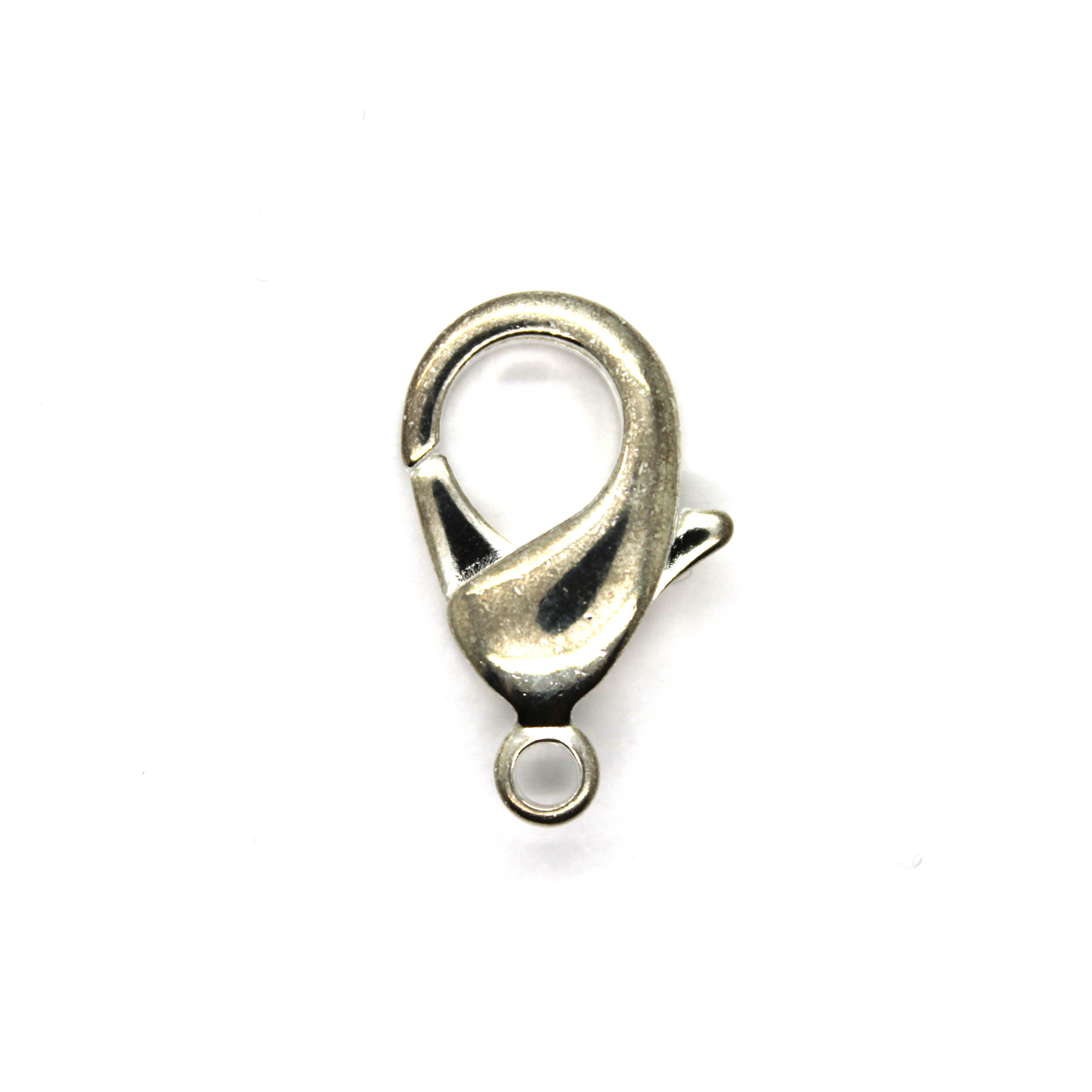 Clasp, Lobster Clasp, Bright Silver, Alloy, 12mm x 6mm, Sold Per pkg of 16